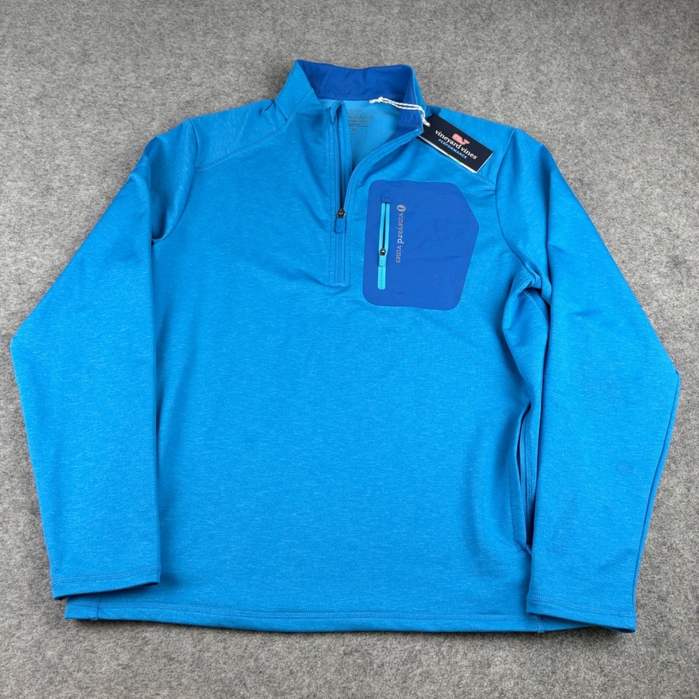 Vineyard Vines Performance Quarter Zip Mens Medium Azure Blue Old Money Preppy